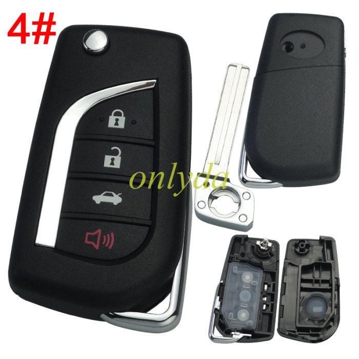 For Toyota remote key blank with Toy48 balde with badge , pls choose button model