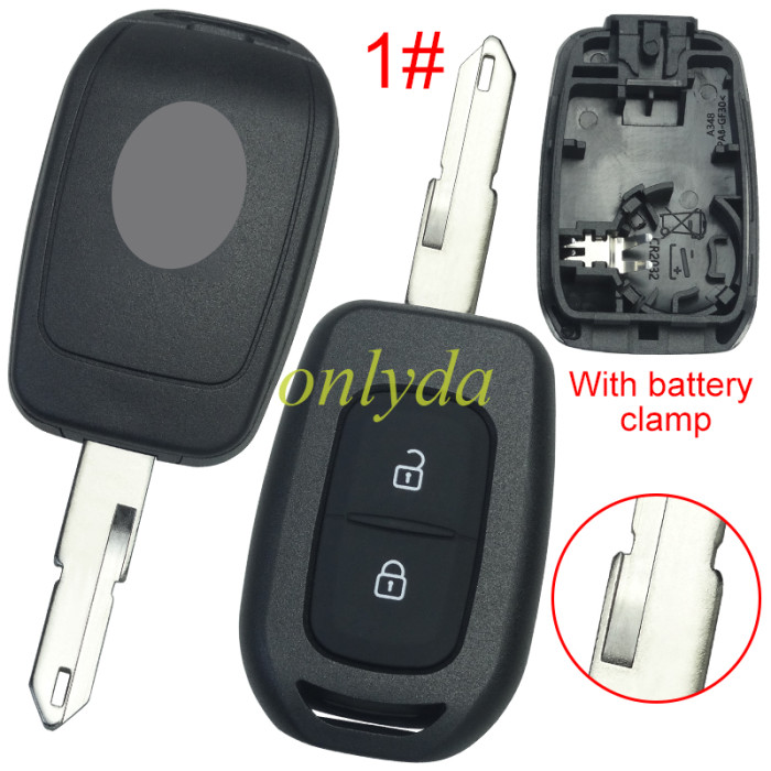 For Renault  2 button remote key blank with battery clamp with new badge , pls choose blade
