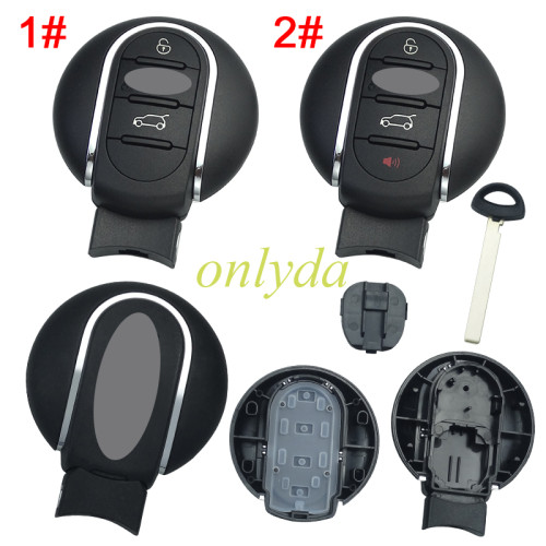 For BMW mini cooper 3/3+1 button   remote shell, Front with badge Back with MINI writing, pls choose button