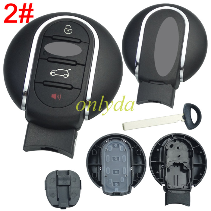 For BMW 3/3+1 button mini cooper remote shell Front with badge Back  without logo, pls choose button