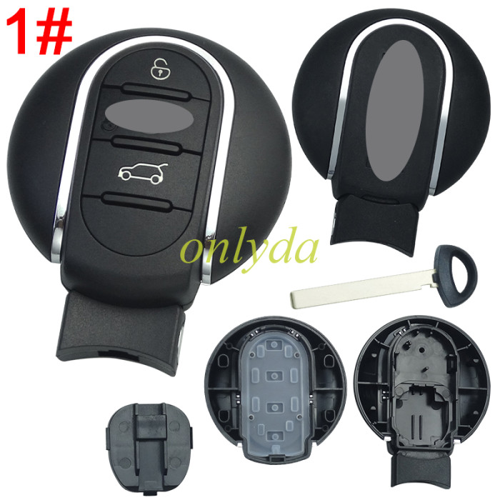 For BMW mini cooper 3/3+1 button   remote shell, Front with badge Back with MINI writing, pls choose button