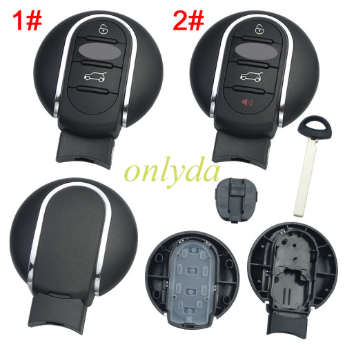 For BMW 3/3+1 button mini cooper remote shell Front with badge Back  without logo, pls choose button