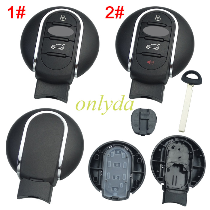 For BMW 3/3+1 button mini cooper remote shell Front with badge Back  without logo, pls choose button