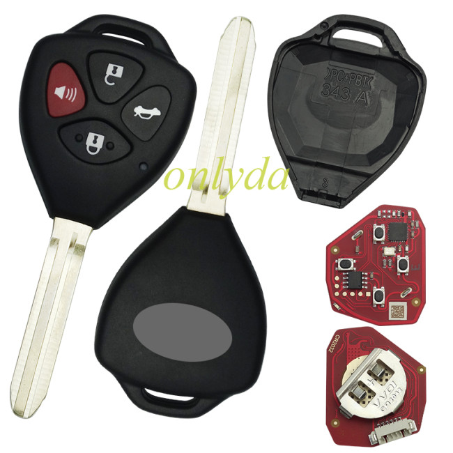 Xhorse XKTO22EN 2ndGeneration Wire Remote Key Toyota Flat 4 Buttons