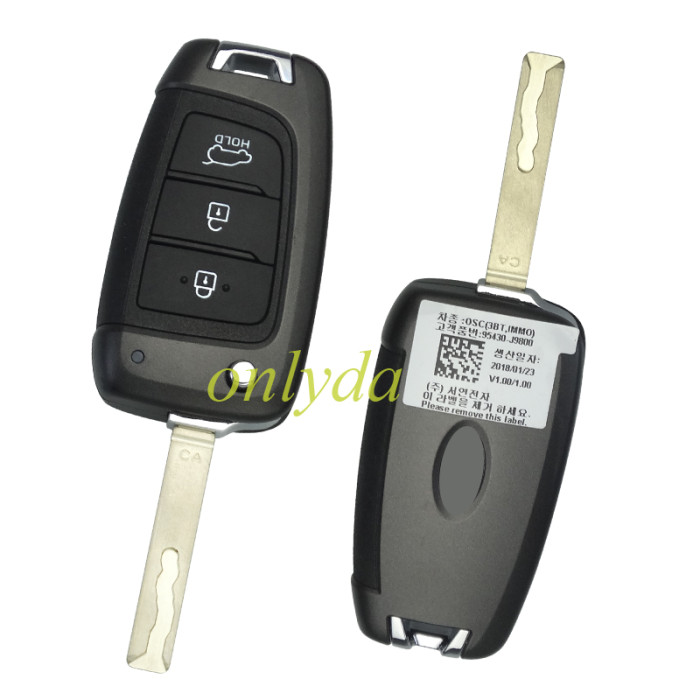 OEM Flipkey For Hyundai KONA  2018-2020  95430-J9800  Keyless REMOTE ENTRY FOB  3BUTTON  OEM PART #: 95430-J9800 FCC ID: OSCOKA-450T MODEL: OKA-450T TRANSMITTER ASSY (OSC)  100% NEW