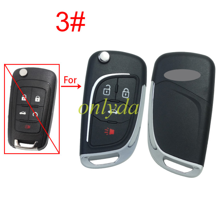 For Chevrolet modified folding remote  key shell  HU100 blade，with cross badge place, pls choose the button