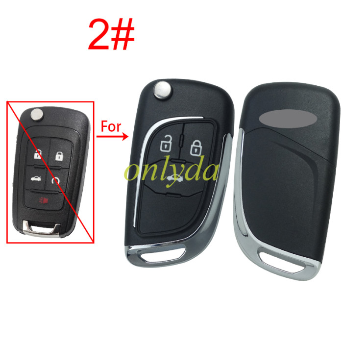 For Chevrolet modified folding remote  key shell  HU100 blade，with cross badge place, pls choose the button