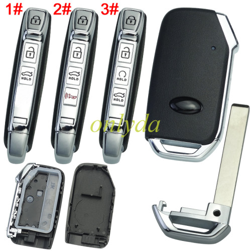For Kia 3/3+1 button remote  key blank  without battery holder with badge , buttons on the side , pls choose button (Can be installed with VVDI PCB)
