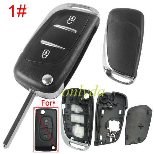For Peugeot/Citroen modified 2 button remote key shell with battery clamp without badge place, pls choose the blade type  1#-VA2 2#-HU83 3#-NE73