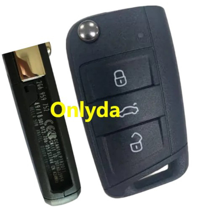 OEM VW Key  shell  with badge, without blade， for 5C MQB 49 style VW POLO 2019  2G6 959 752 (glued type same as OEM keys, no aftermarket blade tofit it so far please pay attention