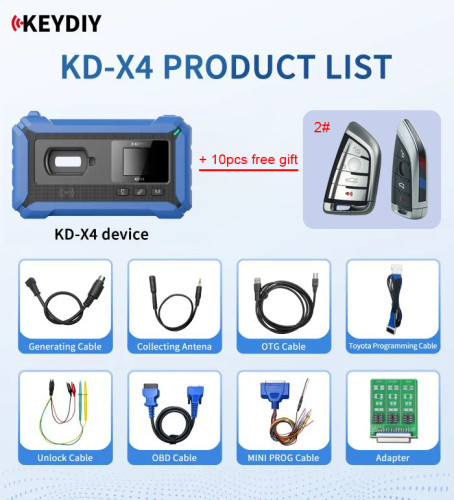 Free 10pcs KD FGB23 Remote +KEYDIY KD-X4 5-in-1 Key Programmer Combines KD Max, KD Mate and KD Mini Prog Supports MQB MLB BMW BDC2 BDC3 IMMO