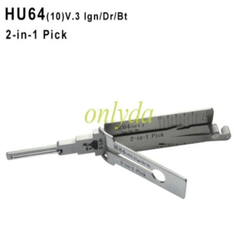MOQ 20pcs Aftermarket ODM(Customize) High quality  2 in 1 tools， Benz HU64 V.3 Lock pick, for ignition lock, door lock, and decoder, It can only be used on cars before 2019 years with 10 cuts