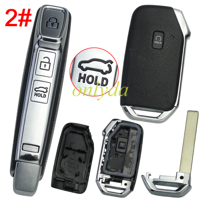 For Kia  remote key shell with battery clamp without badge place ,  1 button on the front, pls choose button