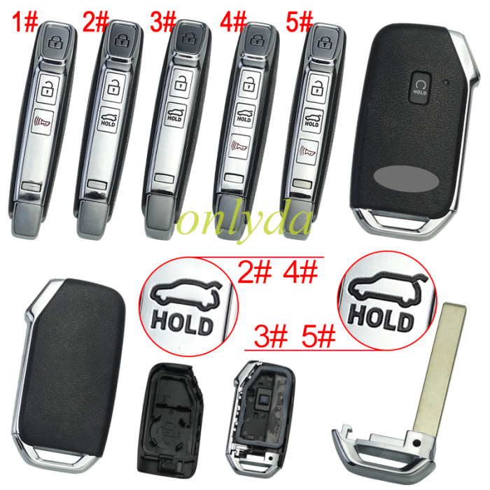 For Kia  remote key shell with battery clamp with badge place ,  1 button on the front, pls choose button