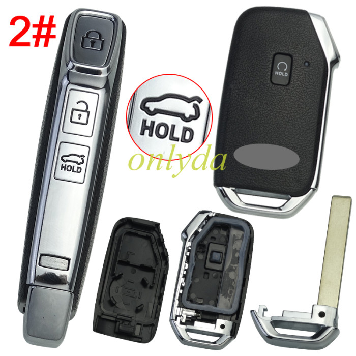 For Kia  remote key shell with battery clamp with badge place ,  1 button on the front, pls choose button