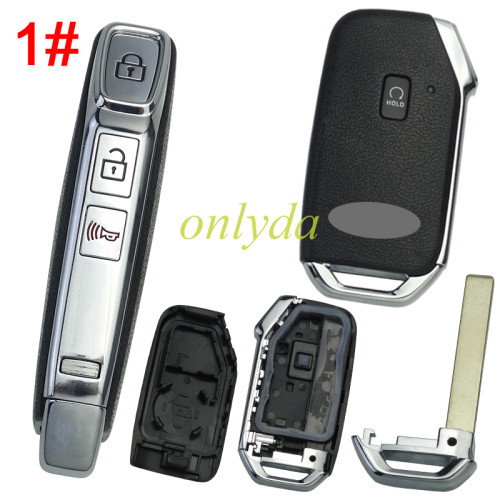 For Kia  remote key shell with battery clamp with badge place ,  1 button on the front, pls choose button