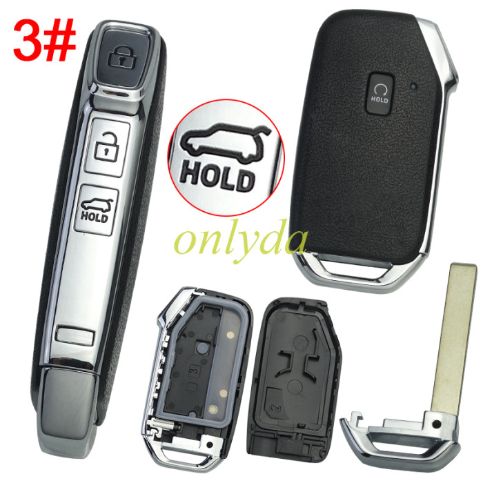 For Kia  remote key shell without battery clamp with badge place ,  1 button on the front, pls choose button