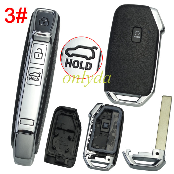 For Kia  remote key shell with battery clamp without badge place ,  1 button on the front, pls choose button