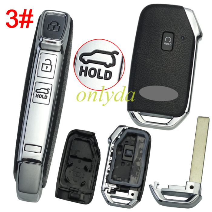 For Kia  remote key shell with battery clamp with badge place ,  1 button on the front, pls choose button