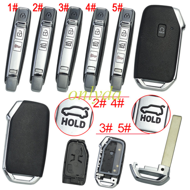 For Kia remote key shell without battery clamp with badge place , 1 button on the front, pls choose button