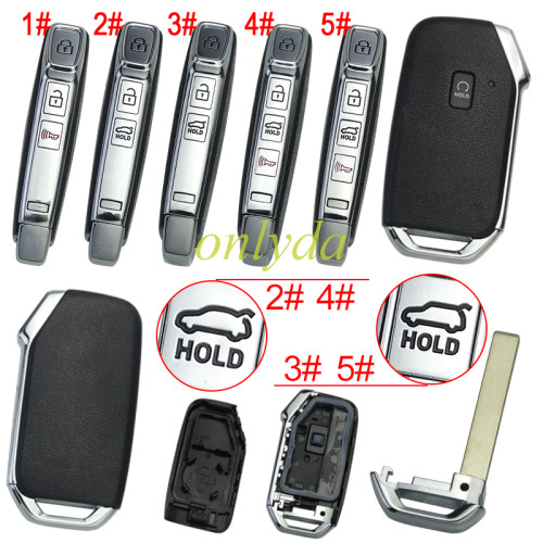 For Kia  remote key shell with battery clamp without badge place ,  1 button on the front, pls choose button