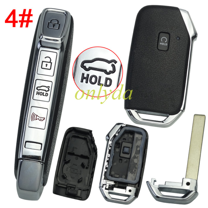 For Kia  remote key shell with battery clamp without badge place ,  1 button on the front, pls choose button