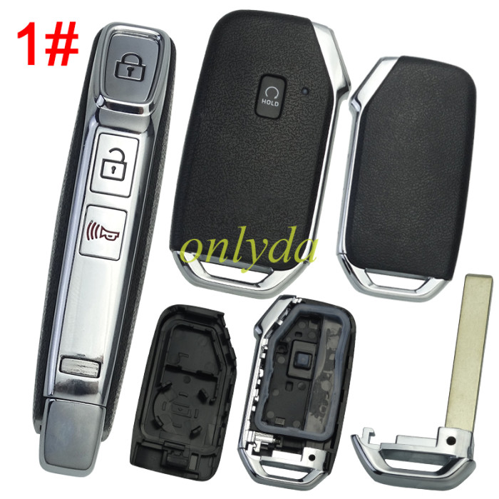 For Kia  remote key shell with battery clamp without badge place ,  1 button on the front, pls choose button