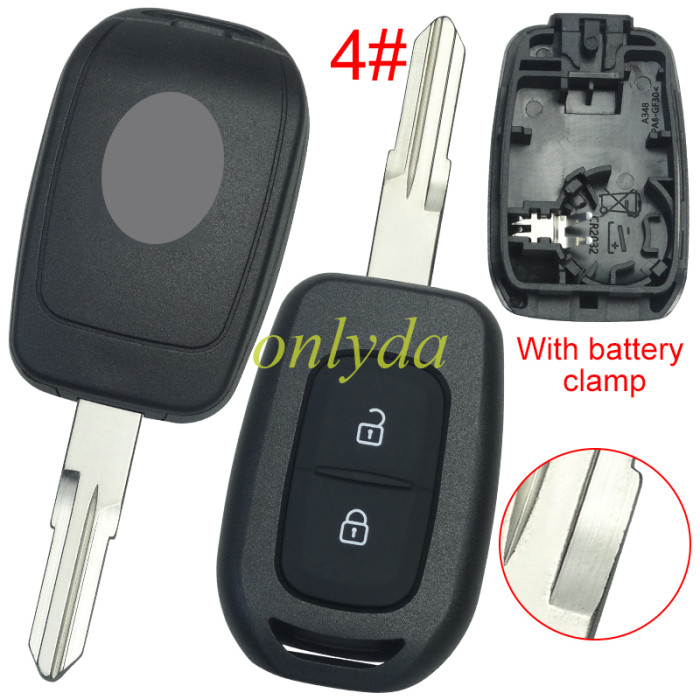 For Renault  2 button remote key blank with battery clamp with new badge , pls choose blade