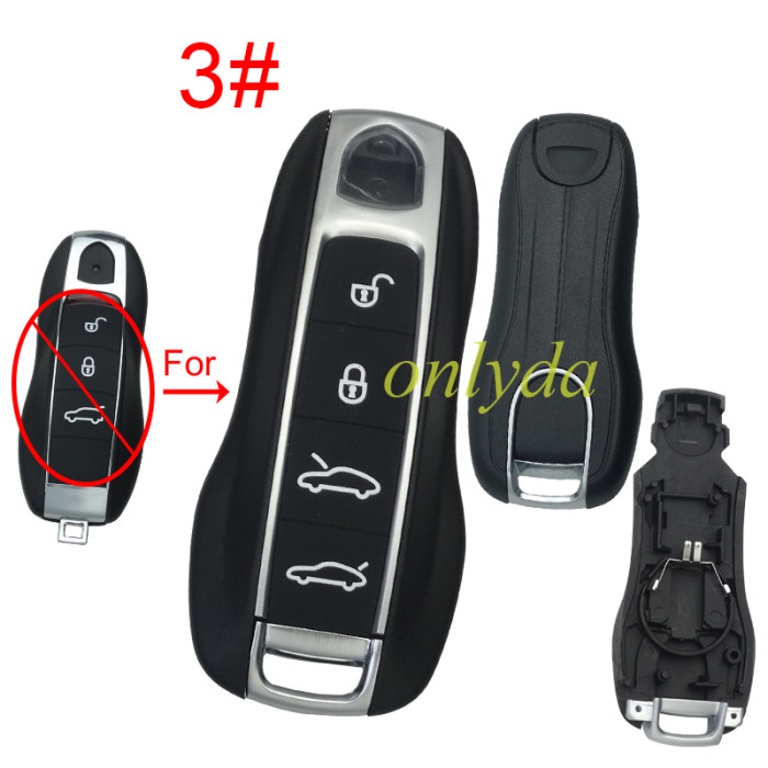 For Porsche  Modified remote key shell with badge , pls choose button model