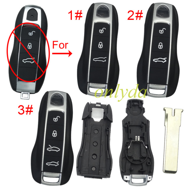 For Porsche  Modified remote key shell with badge , pls choose button model