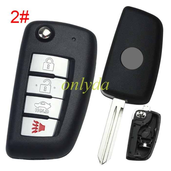For Nissan Qashqai, X-Trail 2+1/4button remote key with 434mhz 7961M 4A chip  FCCID:CWTWB1G767 Model:TWB1G767 IC:1788D-FWB1G767, pls choose button