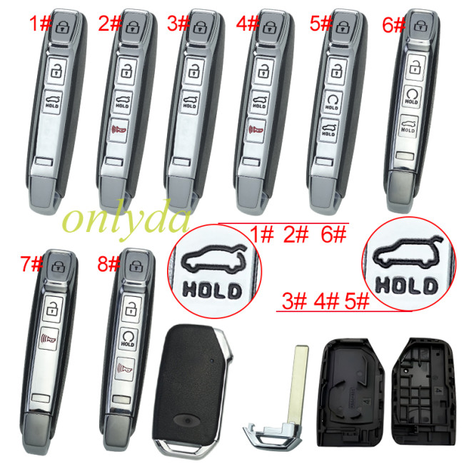 For Kia remote key shell without battery holder with ovel badge, pls choose the button