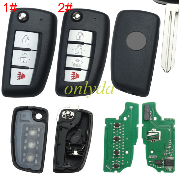 For Nissan Qashqai, X-Trail 2+1/4button remote key with 434mhz 7961M 4A chip  FCCID:CWTWB1G767 Model:TWB1G767 IC:1788D-FWB1G767, pls choose button