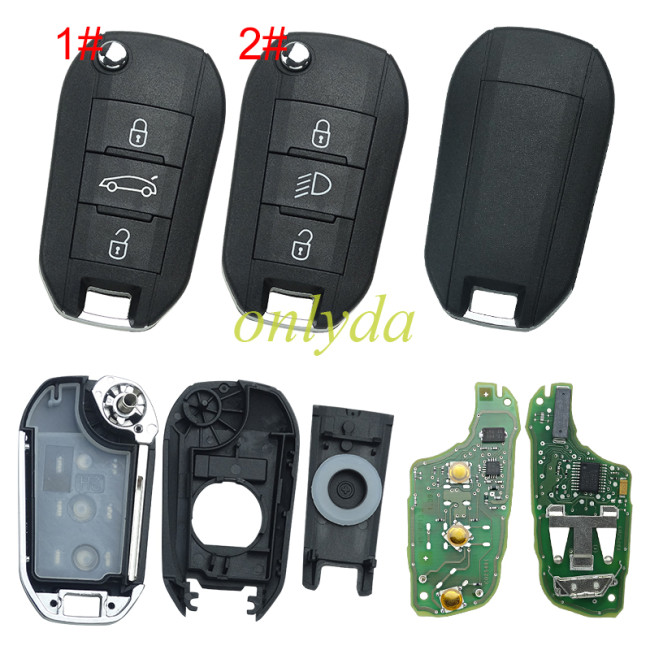 For OEM Peugeot 208/308 3 button  remote key  with 434MHZ with 46 chip without blade