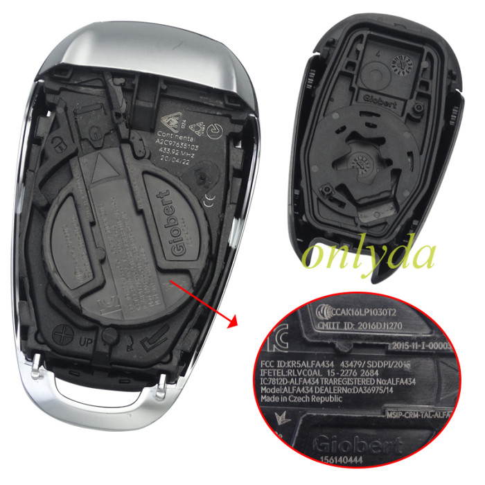 For OEM ALFA ROMEO GIULIA keyless 4+1 button  remote key 434mhz CONTINENTAL:A2C97634900  CMIIT ID:2016DJ1270