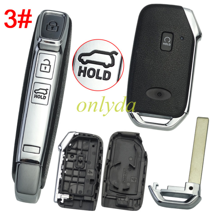 For Kia  remote key shell without battery clamp with new Kia badge ,  1 button on the front, pls choose button