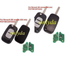For Renault 2/3 button remote key PCF7961(HITAG2) ID46 Chip 434 mhz Blade: VA2 with FSK ， pls choose button