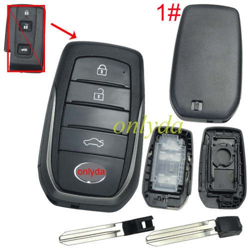 For Toyota 3 button modified key shell with badge in the front,  back cover : 1#without badge/ 2#with Crown Badge/ 3#with Toyota Badge, MOQ is 5pcs