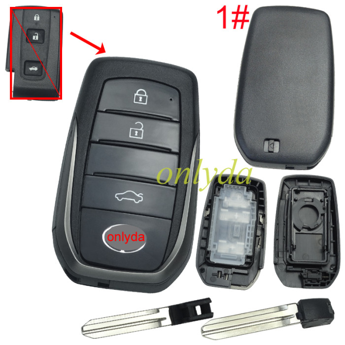 For Toyota 3 button modified key shell with badge in the front,  back cover : 1#without badge/ 2#with Crown Badge/ 3#with Toyota Badge, MOQ is 5pcs