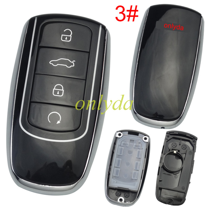 For Chery 4 button key shell without blade, with badge,with writing [1#EXEEO ] [2#JAECOO],[3#OMOOA]