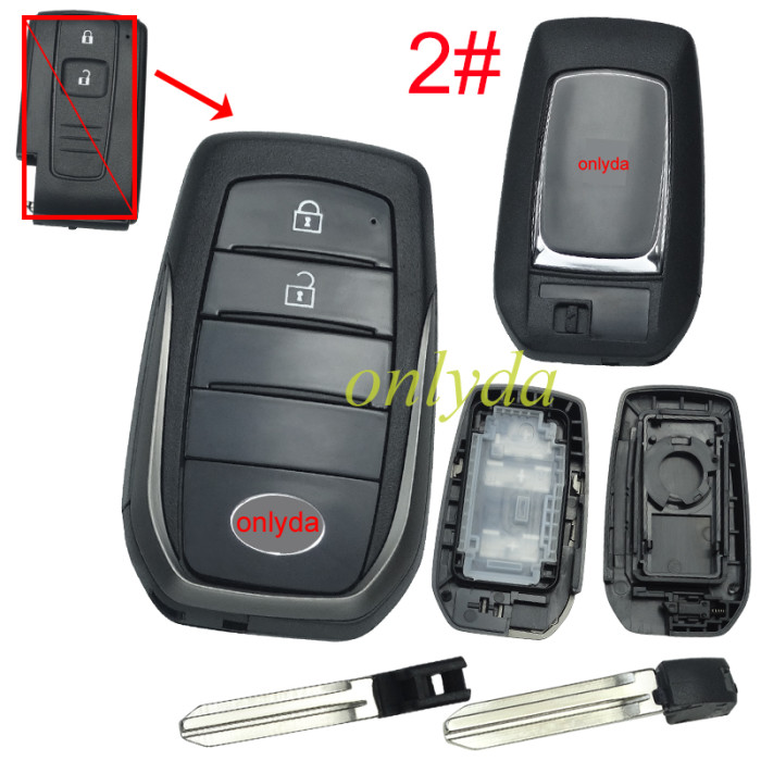 For Toyota 2button modified key shell with badge in the front,  back cover : 1#without badge/ 2#with Crown Badge/ 3#with Toyota Badge, MOQ is 5pcs