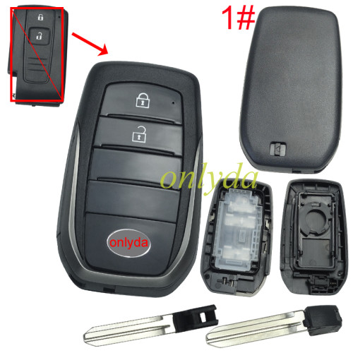 For Toyota 2button modified key shell with badge in the front,  back cover : 1#without badge/ 2#with Crown Badge/ 3#with Toyota Badge, MOQ is 5pcs