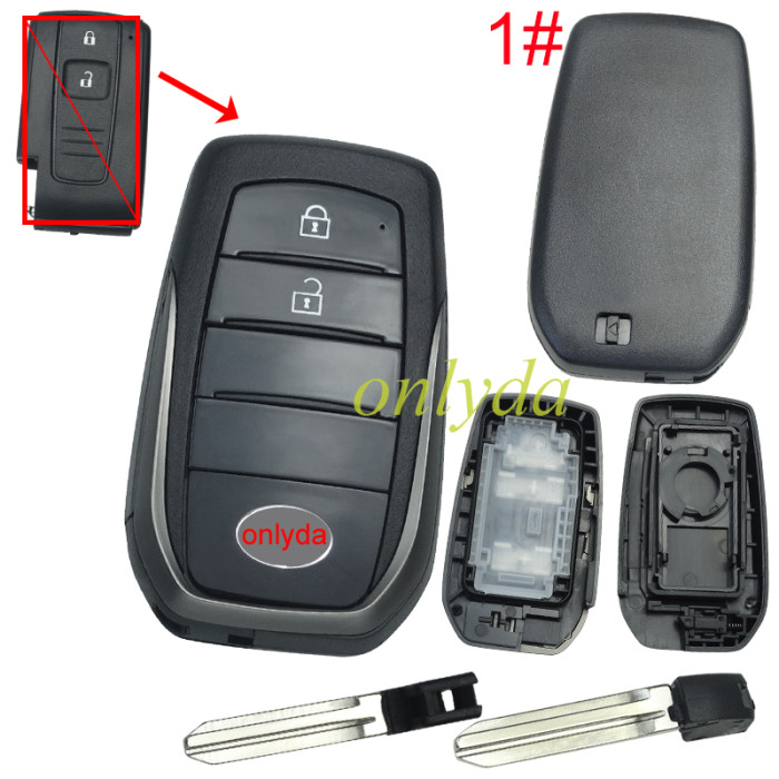 For Toyota 2button modified key shell with badge in the front,  back cover : 1#without badge/ 2#with Crown Badge/ 3#with Toyota Badge, MOQ is 5pcs