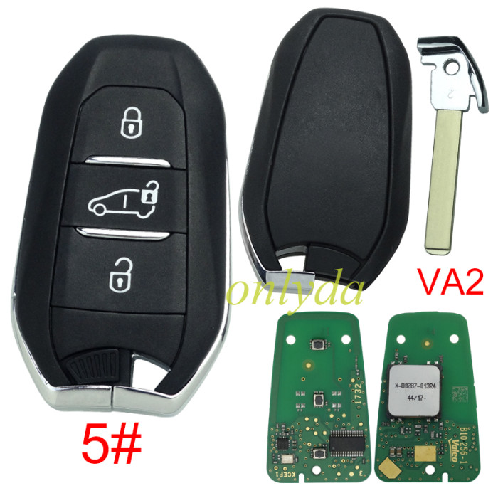 original Peugeot smart  remote key with 434mhz (HITAG AES) 4A chip Original PCB+ aftermarket shell Va2 blade