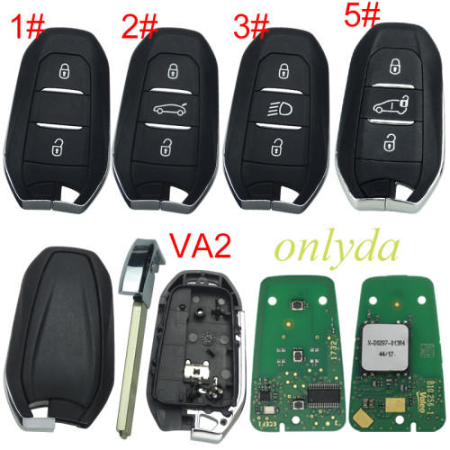 original Citroen smart  remote key with 434mhz (HITAG AES) 4A chip Original PCB+ aftermarket shell Va2 blade