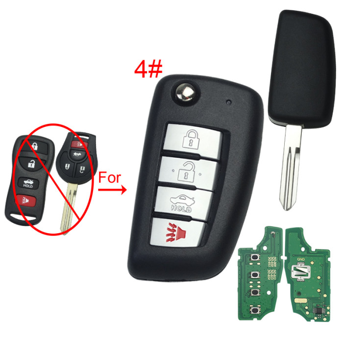 For Nissan   remote key with 434mhz/315mhz electronic wave modle, pls choose button and frequency