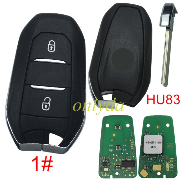 original Peugeot smart  remote key with 434mhz (HITAG AES) 4A chip Original PCB+ aftermarket shell HU83 Blade
