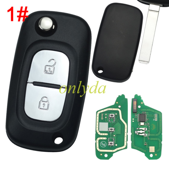 For Renault 2 button remote key with PCF7961(HITAG2) ID46 Chip 434 mhz with ASK Blade: VA2 , pls choose button