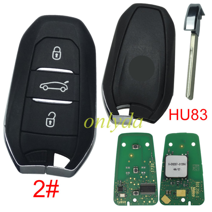 original Peugeot smart  remote key with 434mhz (HITAG AES) 4A chip Original PCB+ aftermarket shell HU83 Blade
