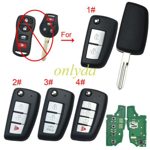 For Nissan   remote key with 434mhz/315mhz electronic wave modle, pls choose button and frequency